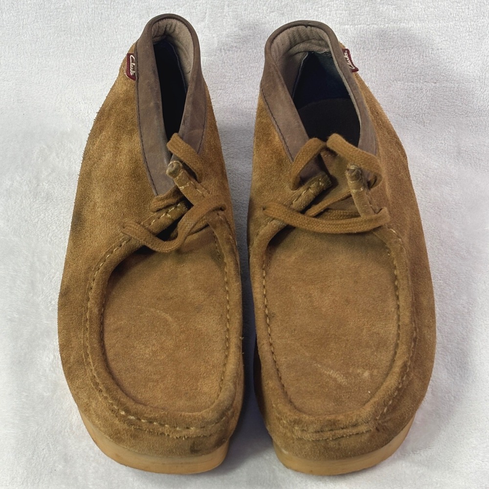 Clarks Mens Stinson Hi Suede Chukka Boots Tan Moc-toe Wallabee Inspired Sz 10.5M